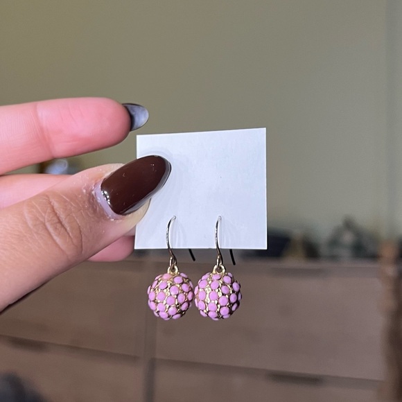 Handmade Pastel Pink Circle Gem Small Casual Cute Drop Earrings Jewelry Accessor - Picture 5 of 16